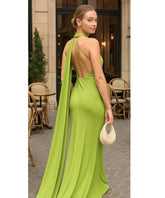 Vestido Longo de Festa Cetim Frente Única Formatura Madrinha | Monis